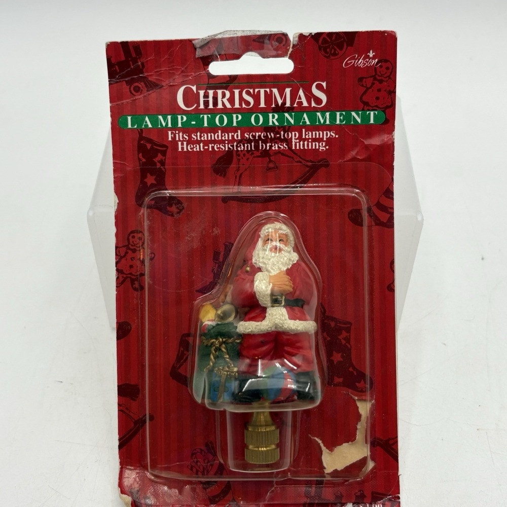 Vintage Santa Claus Lamp Finial Shade‎ Topper Gifts Presents Toys Bear 1997